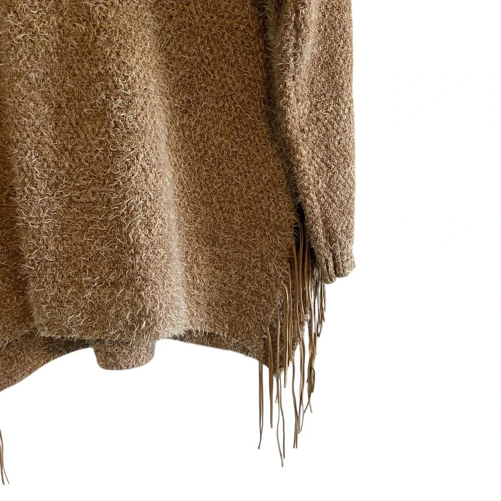 Ezra Brown Fringe Sweater Women's Size Medium Oversize - Picture 3 of 6